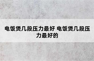 电饭煲几段压力最好 电饭煲几段压力最好的